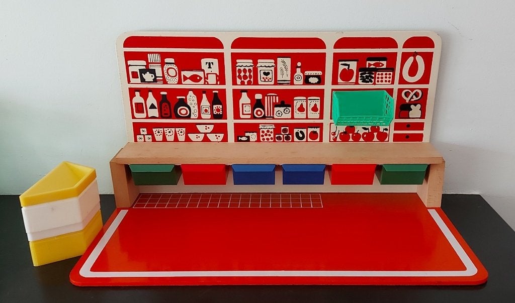 Vintage Retro SIO houten speelgoed winkeltje ´60s, Ophalen of Verzenden, Zo goed als nieuw, Meubelstuk of Keukentje