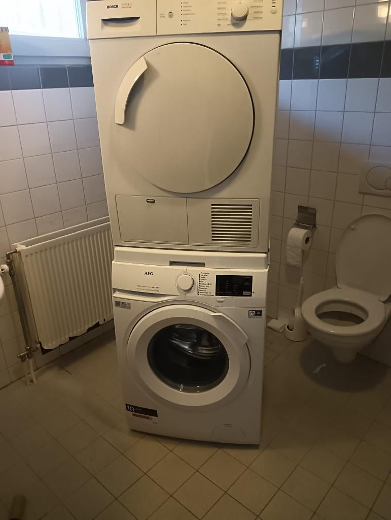 AEG wasmachine  & Bosch droger, Ophalen, Zo goed als nieuw, Voorlader, 95 cm of meer