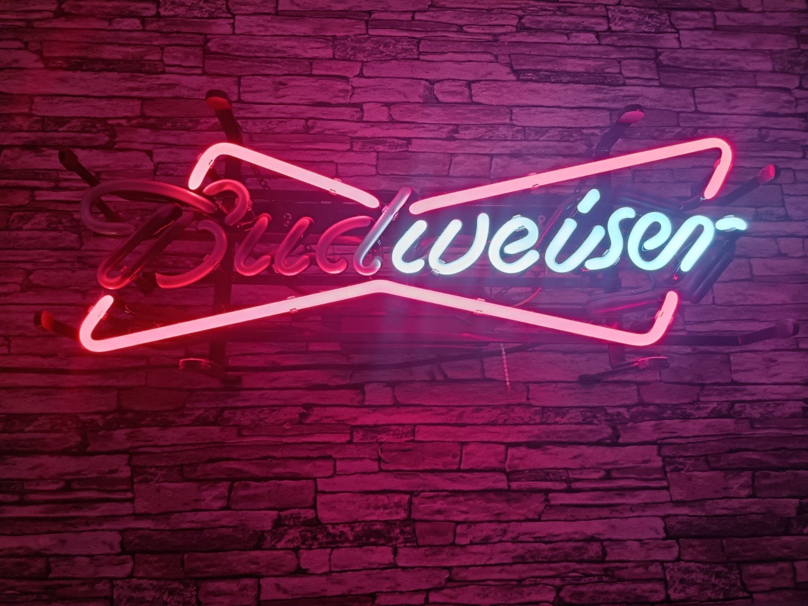 Budweiser Neon  echt glas, Ophalen, Gebruikt, Lichtbak of (neon) lamp