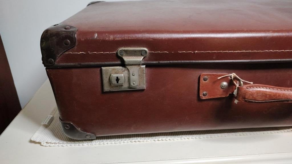 K535 VINTAGE jaren 40-50 koffer VULCAN  FIBRE, Sieraden, Tassen en Uiterlijk, 60 tot 70 cm, Overige materialen, Gebruikt, -