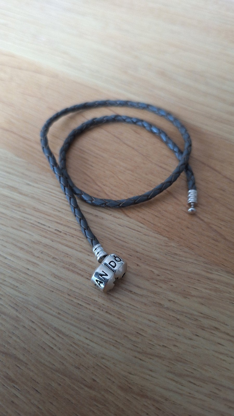 Pandora gevlochten leren armband kleur bruin lengte 36, Ophalen of Verzenden, Zo goed als nieuw, Zilver, Pandora