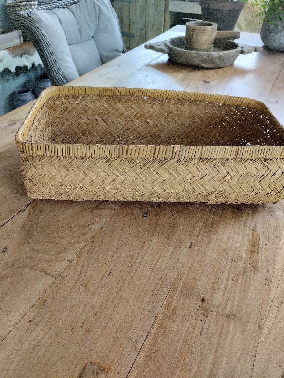 Leuke grote rieten mand, Huis en Inrichting, Ophalen of Verzenden, Rechthoekig, Riet