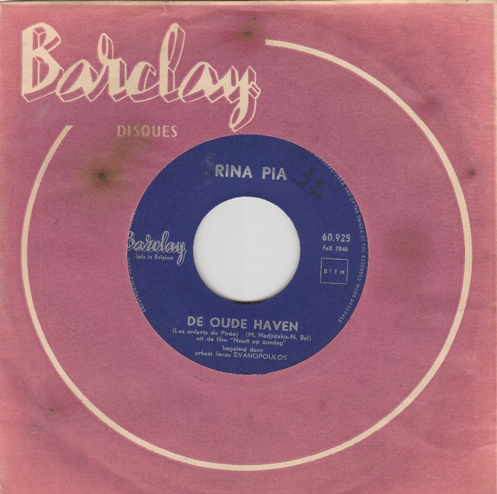 Rina Pia - De oude haven / Het geluk  (blauw), Gebruikt, 7 inch, Ophalen of Verzenden, Levenslied of Smartlap