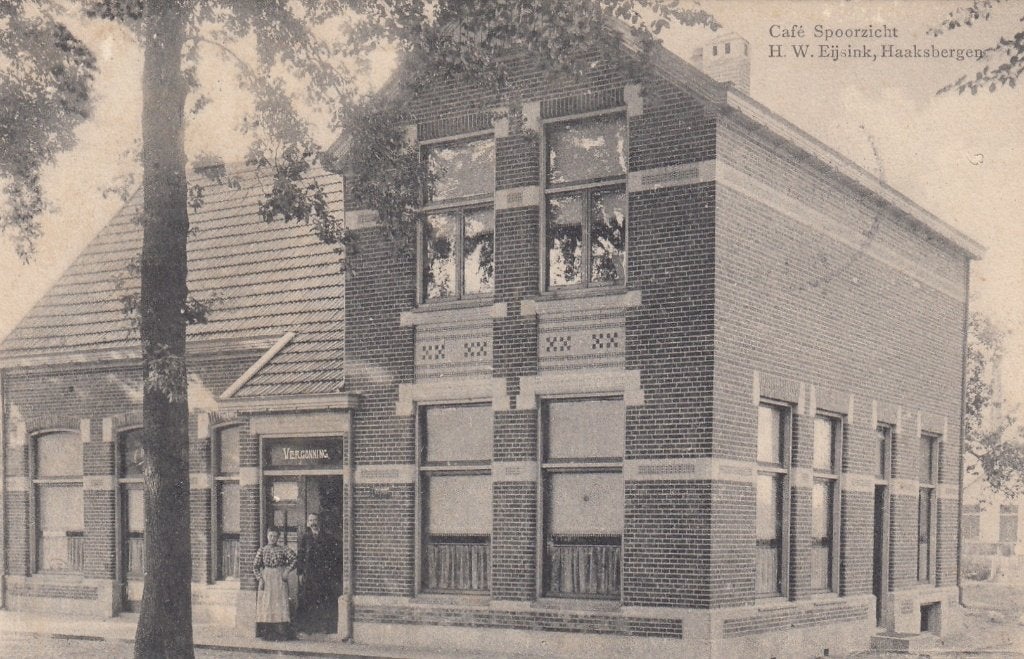 Haaksbergen - Cafe Spoorzicht 1918, Verzenden, Voor 1920, Gelopen, Overijssel