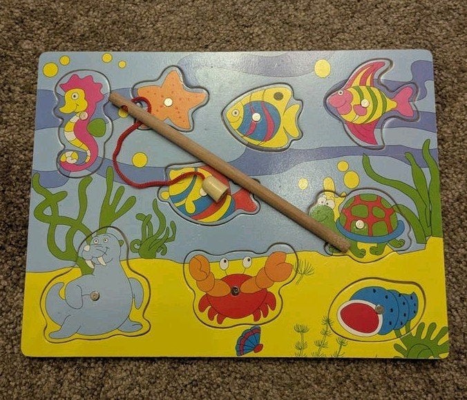 Magnetisch visspel, vis spel, houten puzzel, Kinderen en Baby's, Ophalen of Verzenden, Zo goed als nieuw
