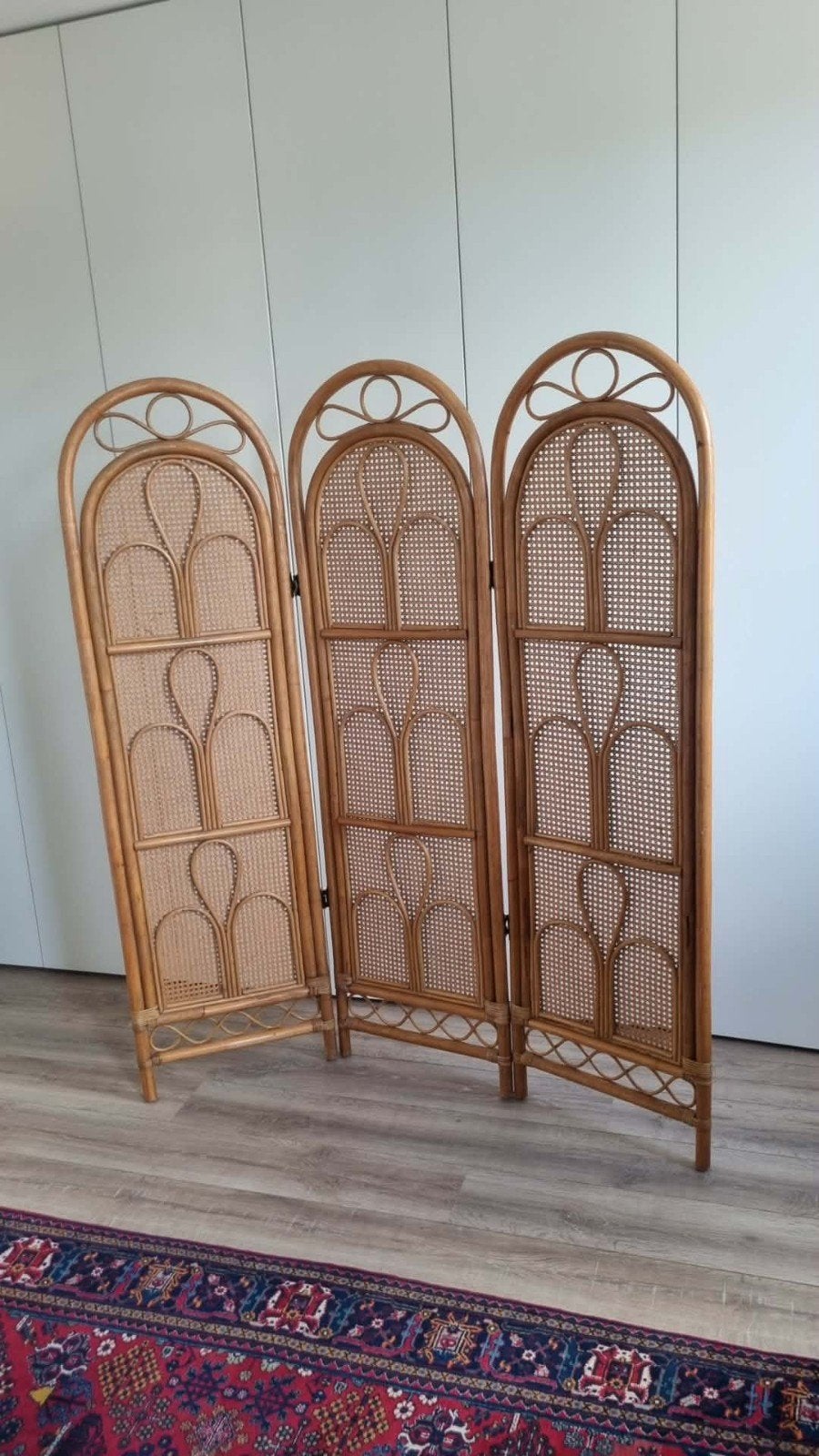 Vintage rotan kamerscherm 180x155 cm, Huis en Inrichting, Woonaccessoires | Kamerschermen, Ophalen, Zo goed als nieuw