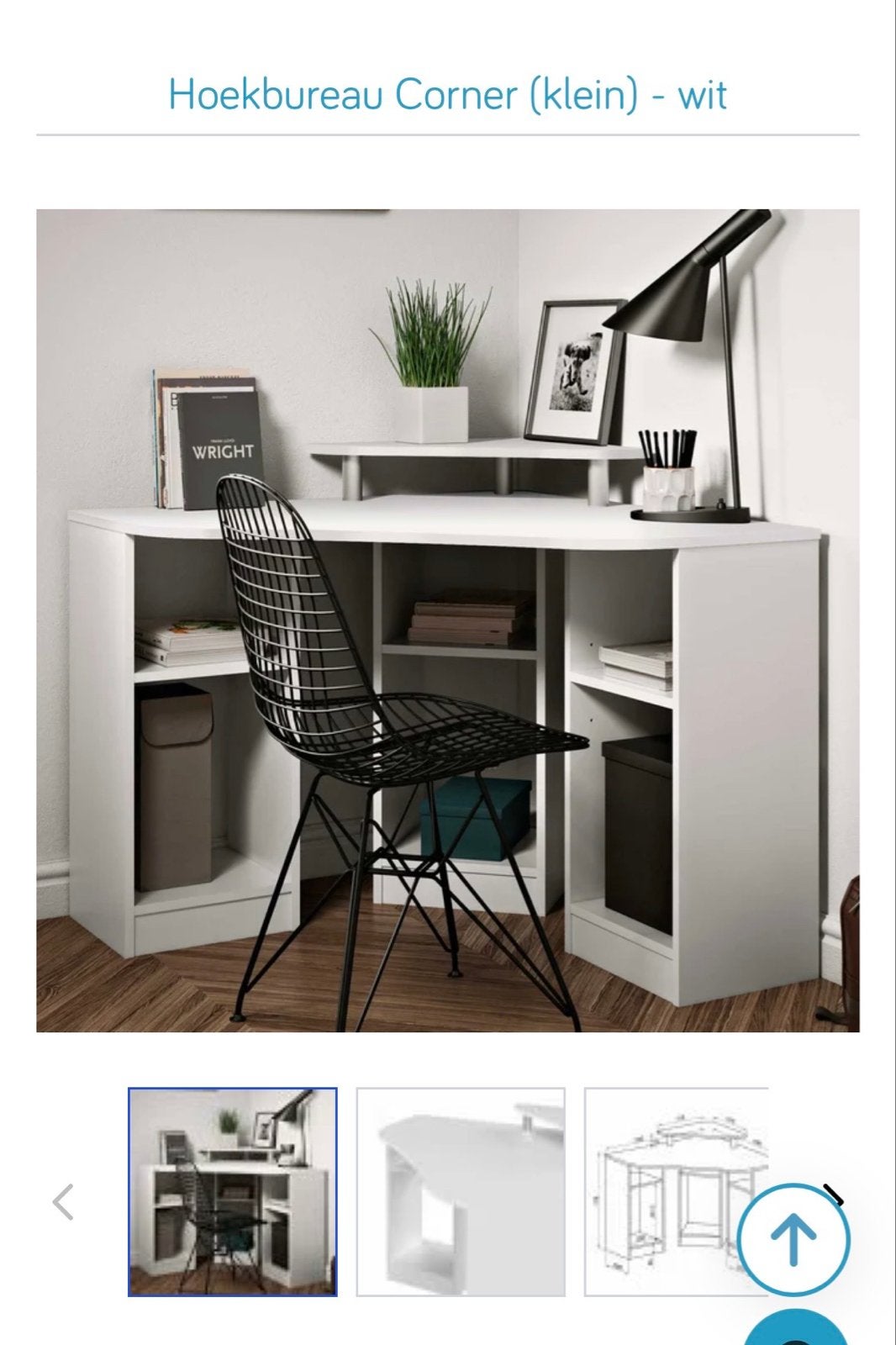 Wit Hoekbureau Corner met Opbergruimte en Monitorstandaard, Huis en Inrichting, Ophalen, Opbergruimte, Gebruikt, Spaanplaat of MDF