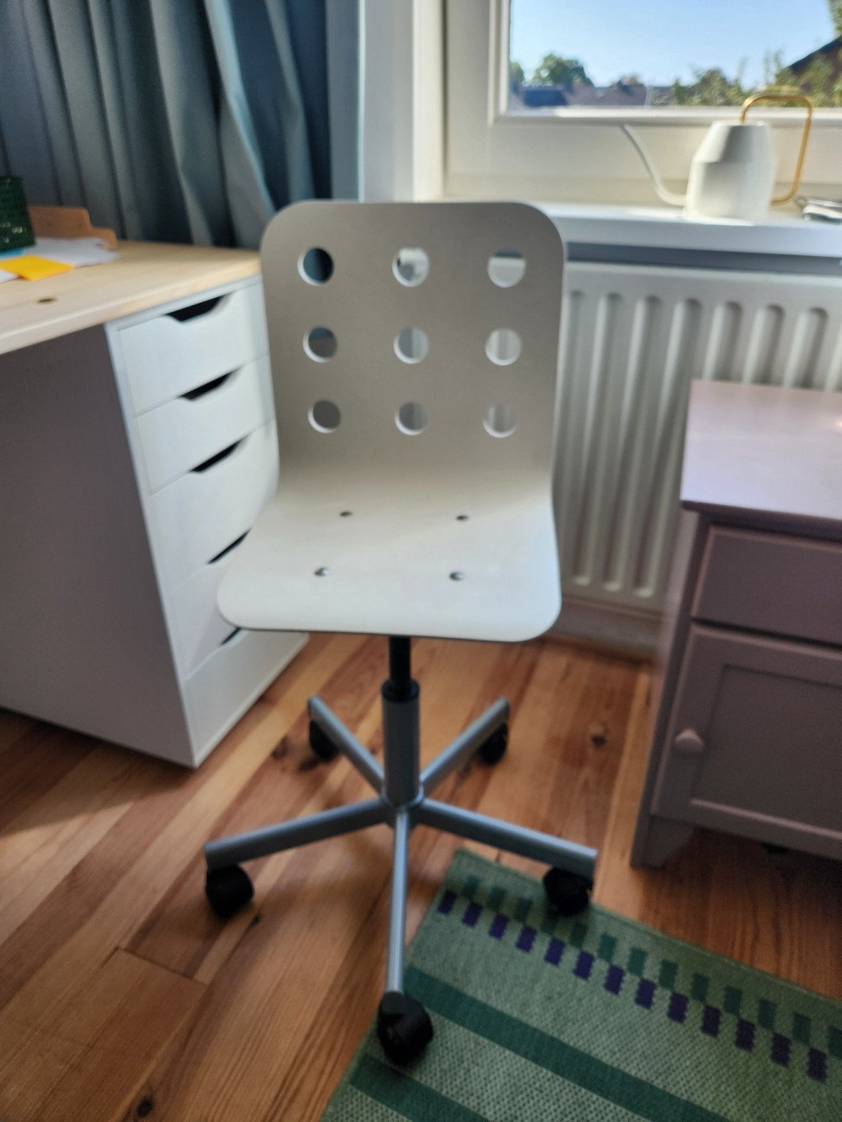 Witte Ikea bureaustoel met wielen, Ophalen, Gebruikt, Wit, Bureaustoel