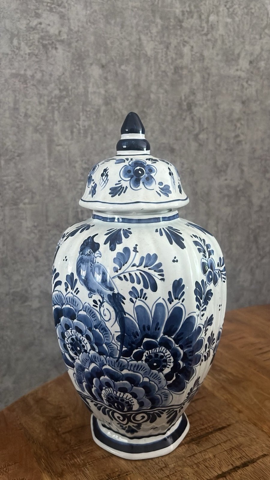 Delfts Blauwe Handgeschilderde Gemberpot met Deksel, Antiek en Kunst, Antiek | Vazen, Ophalen