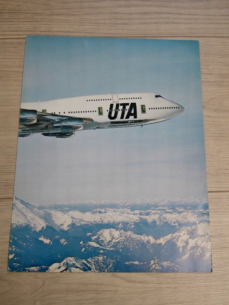 Brochure  Union de Transports Aériens UTA Boeing 747-300, Verzenden, Zo goed als nieuw, Boek of Tijdschrift