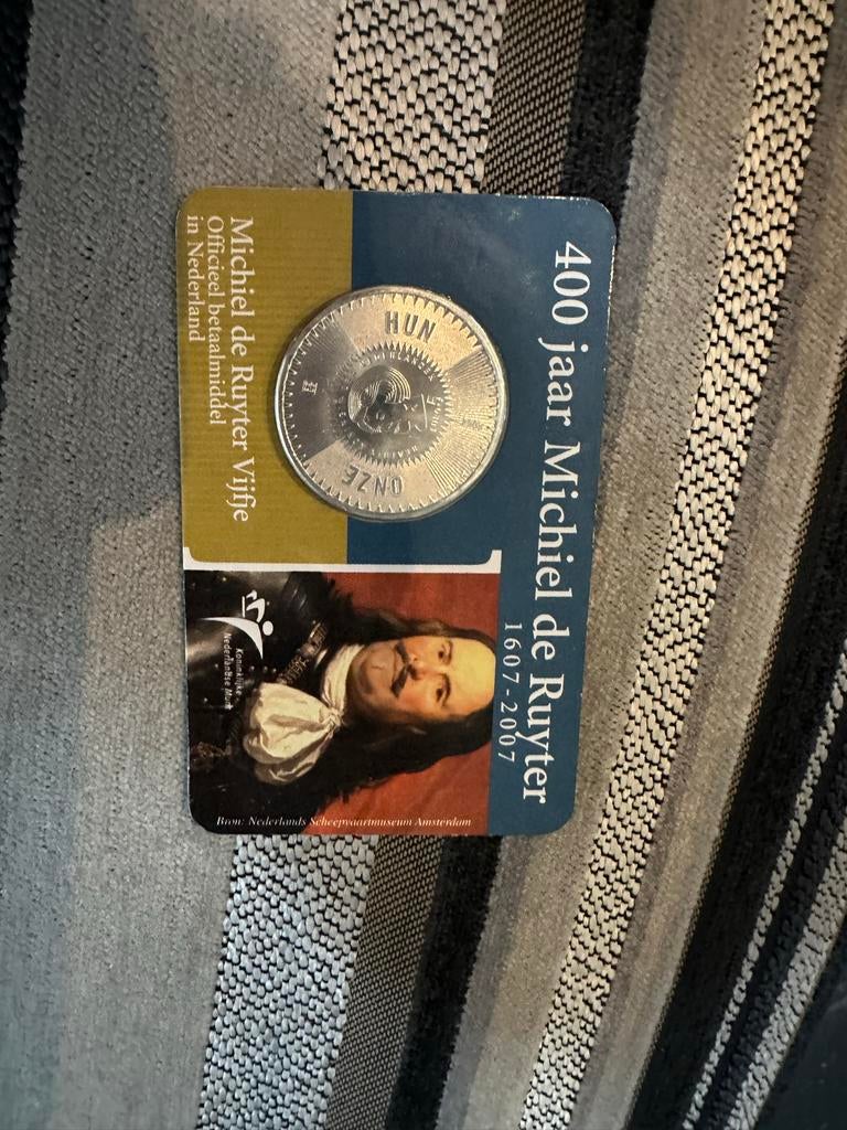 Michiel de Ruyter Vijfje - 400 jaar herdenkingsmunt, Ophalen of Verzenden, Nederland, Munten