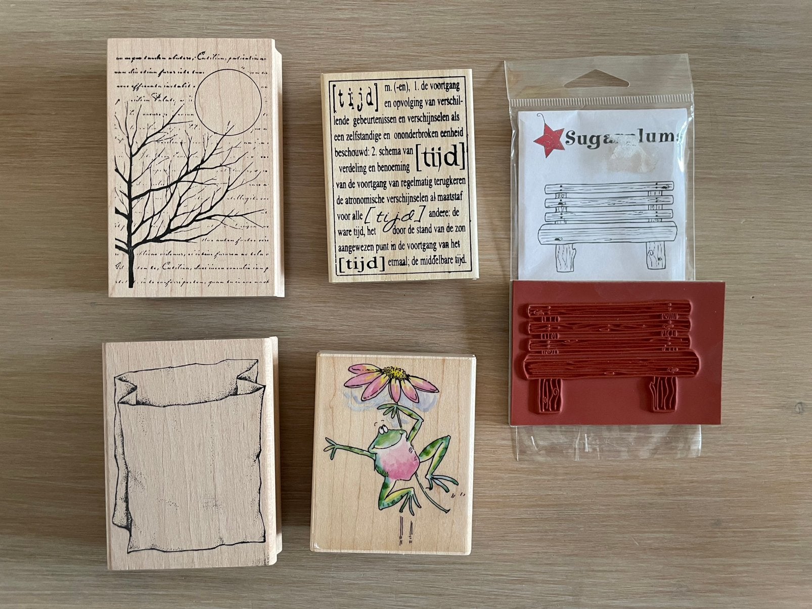 4 houten stempels en 1schaatsstempel + 1 parfum met rozen, Ophalen of Verzenden, Nieuw, Houten stempel