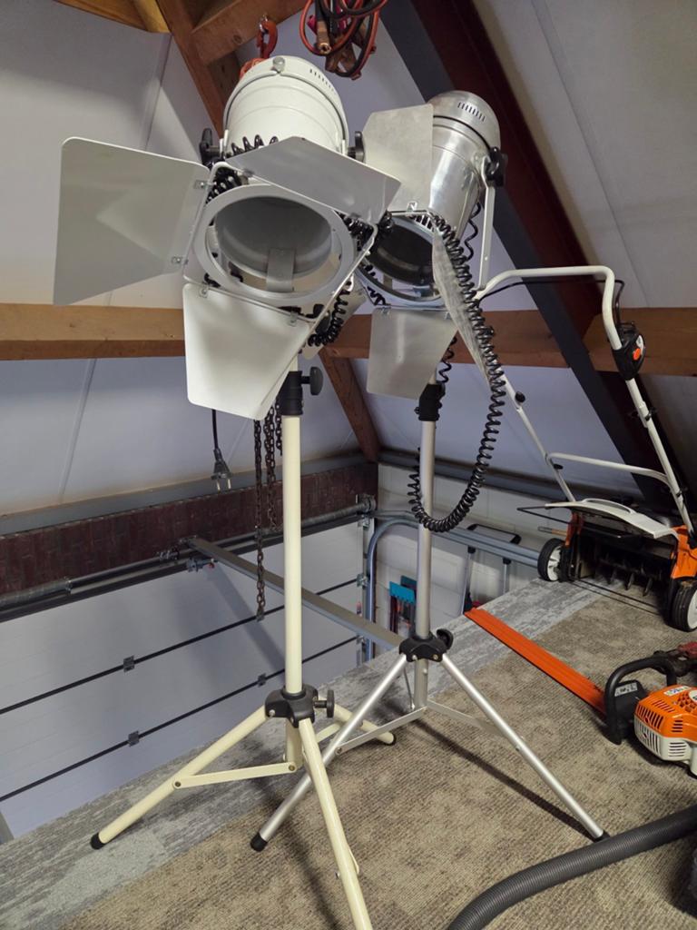 2 stuks theater spot lampen groot model vintage, Ophalen, Halogeen, Gebruikt, Metaal of Aluminium