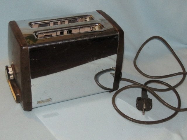 Vintage broodrooster Philips jaren 70 bruin met RVS, Ophalen of Verzenden