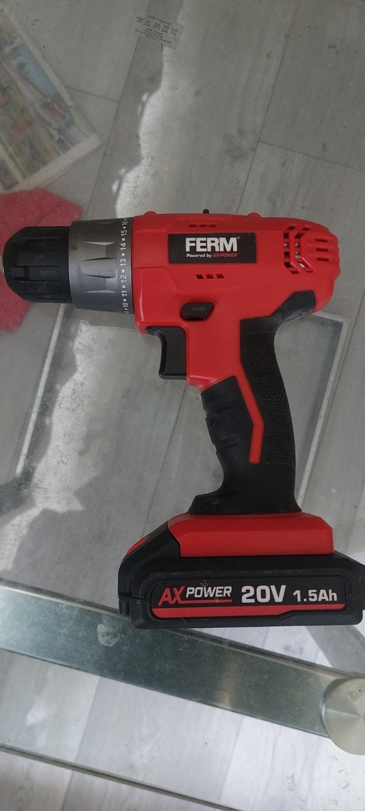 Ferm AX-POWER 20V 1.5Ah Accuboormachine, Variabele snelheid, Ophalen of Verzenden, 400 tot 600 watt, Zo goed als nieuw