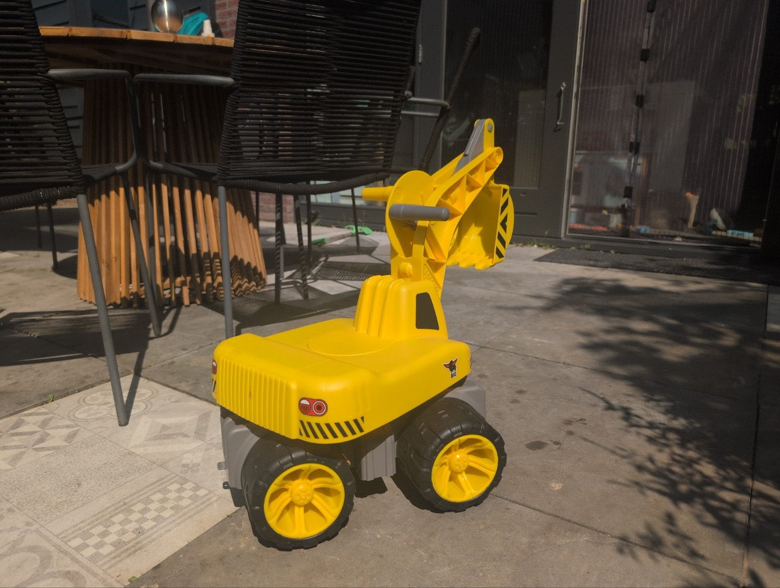 BIG Bobby Car Digger - Gele graafmachine, Ophalen, Zo goed als nieuw, Loopvoertuig