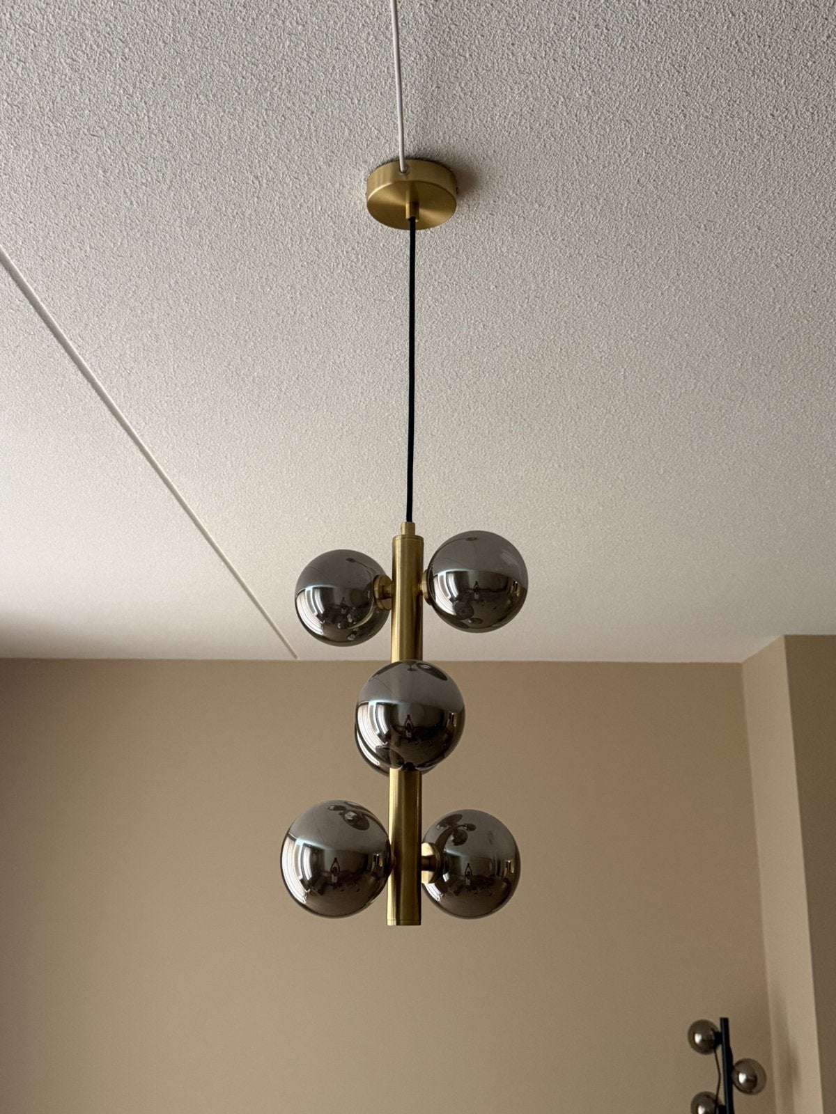 Lucide Tycho hanglamp goud/messing – 6 glazen bollen, Huis en Inrichting, Ophalen, Zo goed als nieuw, Glas, G9