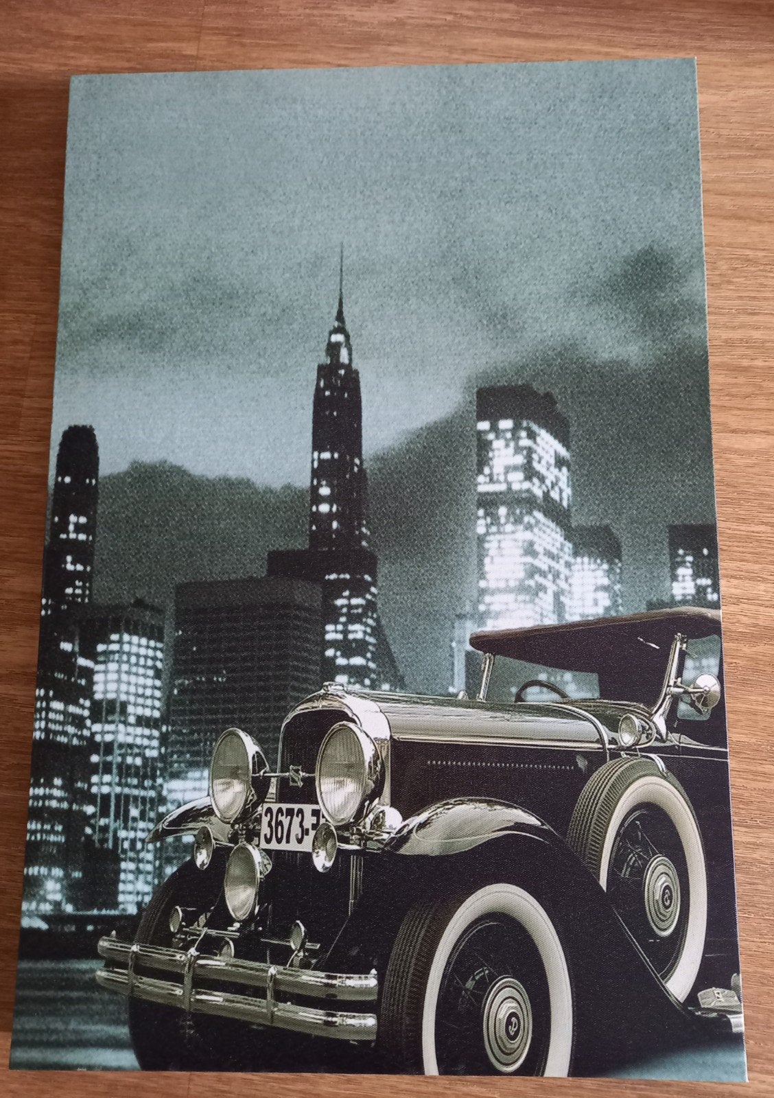 Canvas schilderij klassieke auto New York skyline, 50 – 75, Minder dan 50 cm, Gebruikt, Ophalen of Verzenden