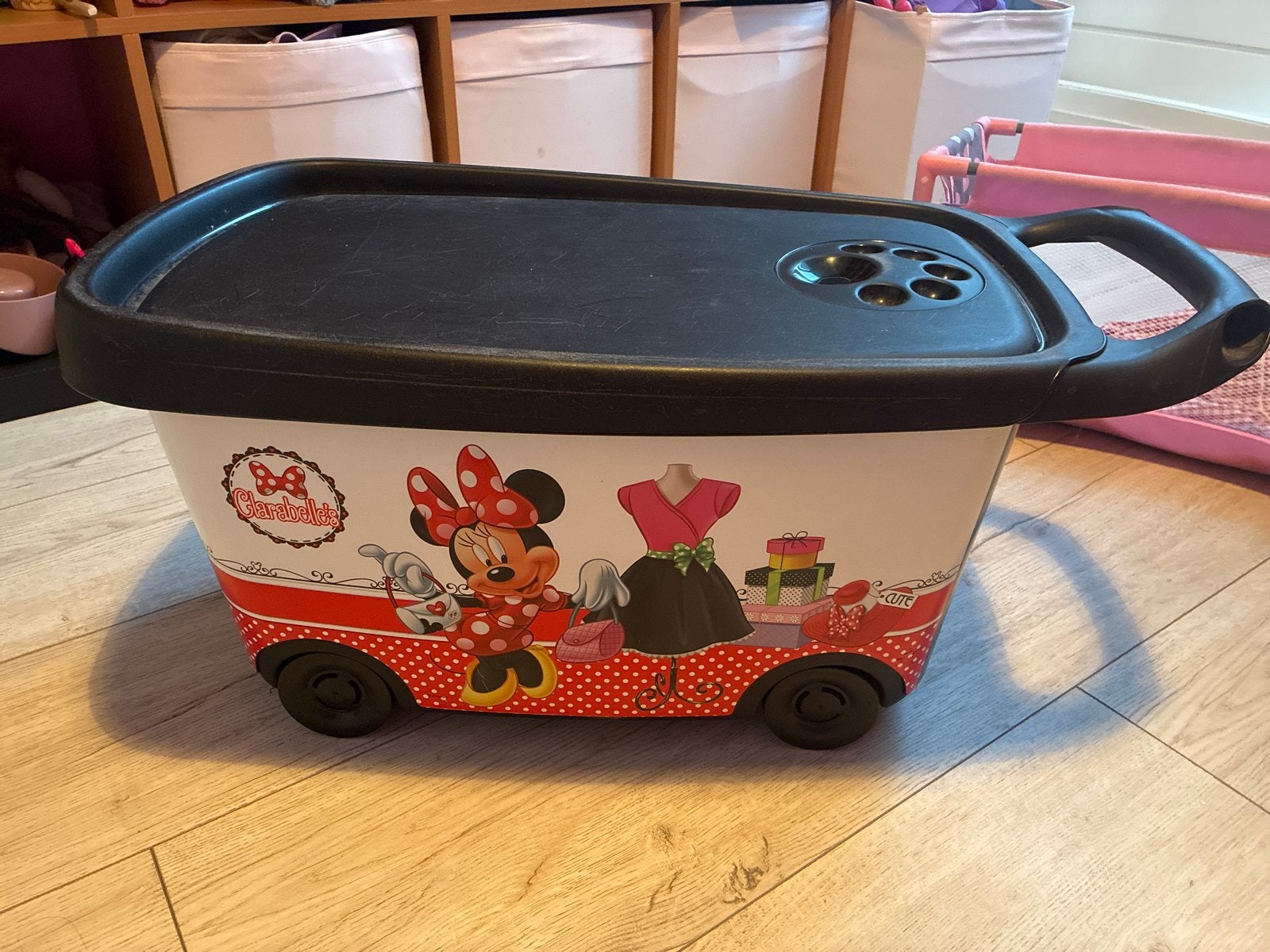 Minnie Mouse opbergbox / speelgoedkist op wieltjes, Ophalen, Gebruikt, Meisje