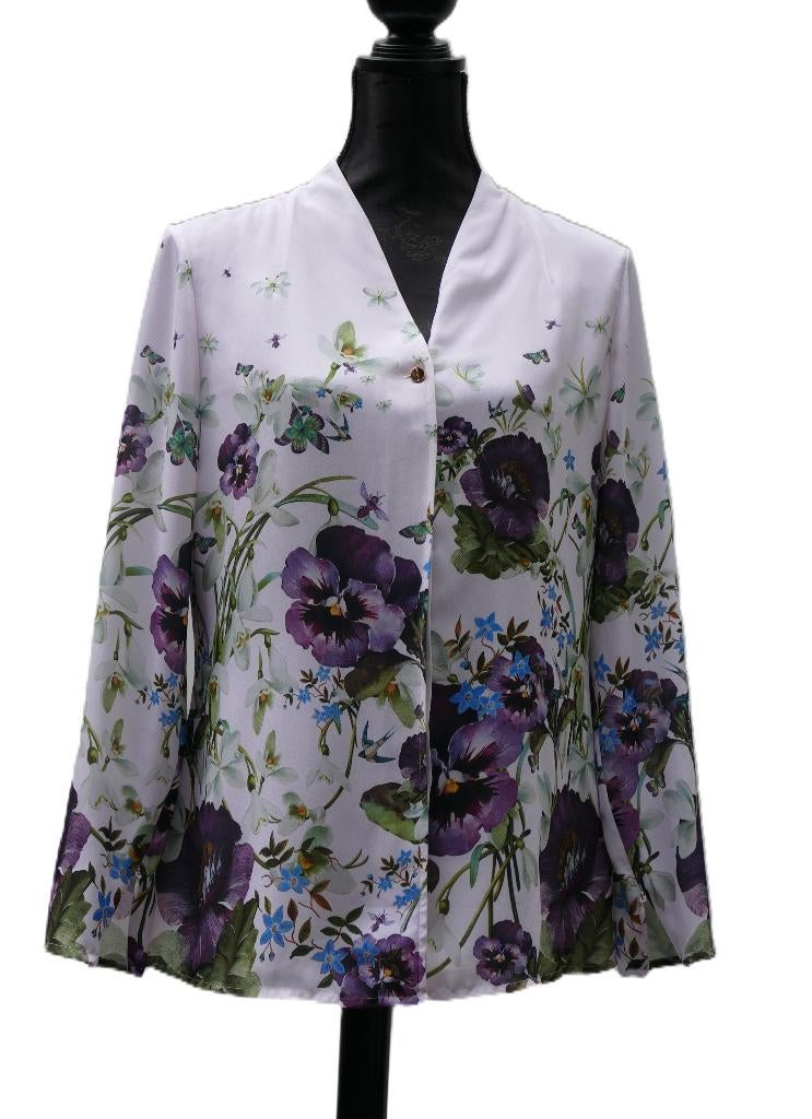 TED BAKER viooltjes blouse maat 3 (M) 40/42, Kleding | Dames, Maat 38/40 (M), Overige kleuren, Verzenden, Zo goed als nieuw