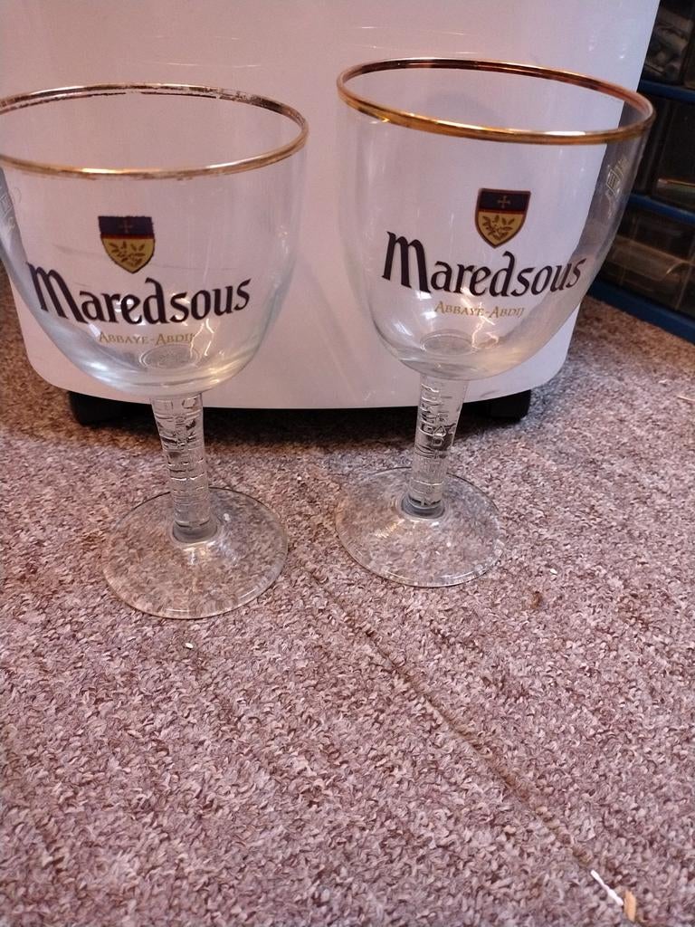 Maredsous Bierglazen - Set van 2 (0.25L en .33L), Ophalen of Verzenden, Gebruikt