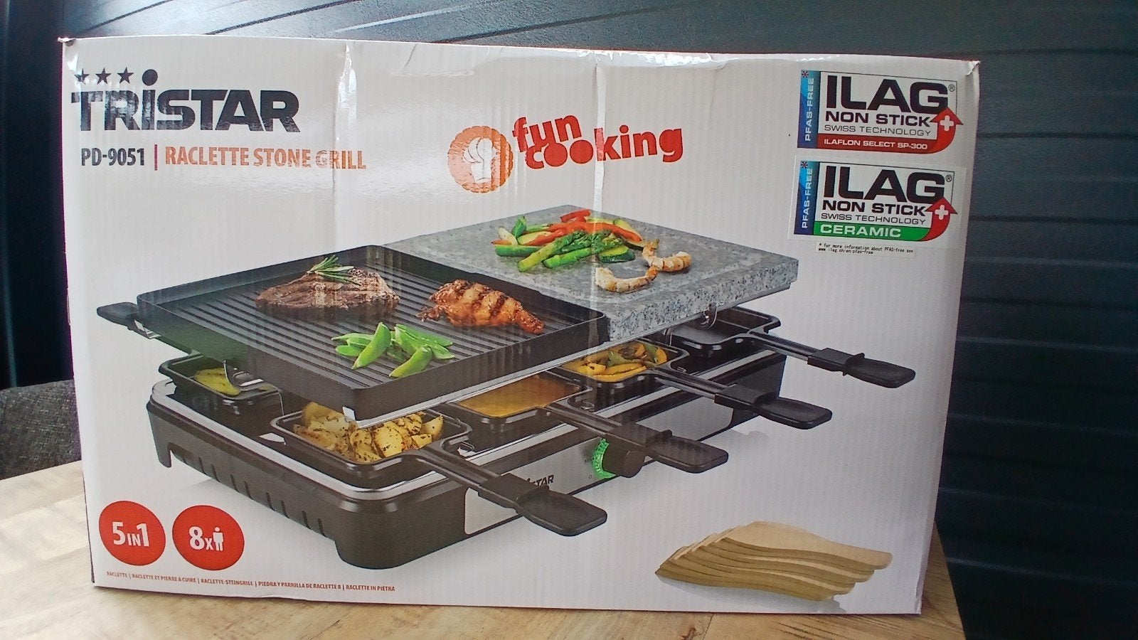 Tristar PD-9051 Raclette Stone Grill 5-in-1 - Nieuw in doos, Ophalen of Verzenden, Nieuw, 8 personen of meer