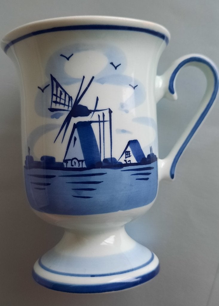 beker met oor - delfts blauw - afb. molen, Ophalen of Verzenden, Huis en Inrichting