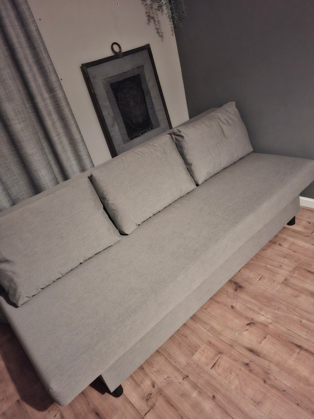 IKEA ÄLVDALEN 3-zits slaapbank, Knisa grijsbeige, Ophalen, Tweepersoons, 190 cm of minder, Zo goed als nieuw