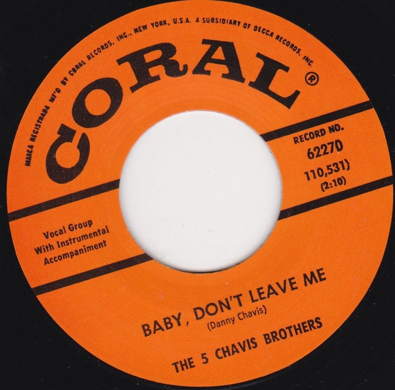 The 5 Chavis Brothers - Baby Don't Leave Me 7" ( rockabilly), Ophalen of Verzenden, Nieuw in verpakking, 7 inch, Pop