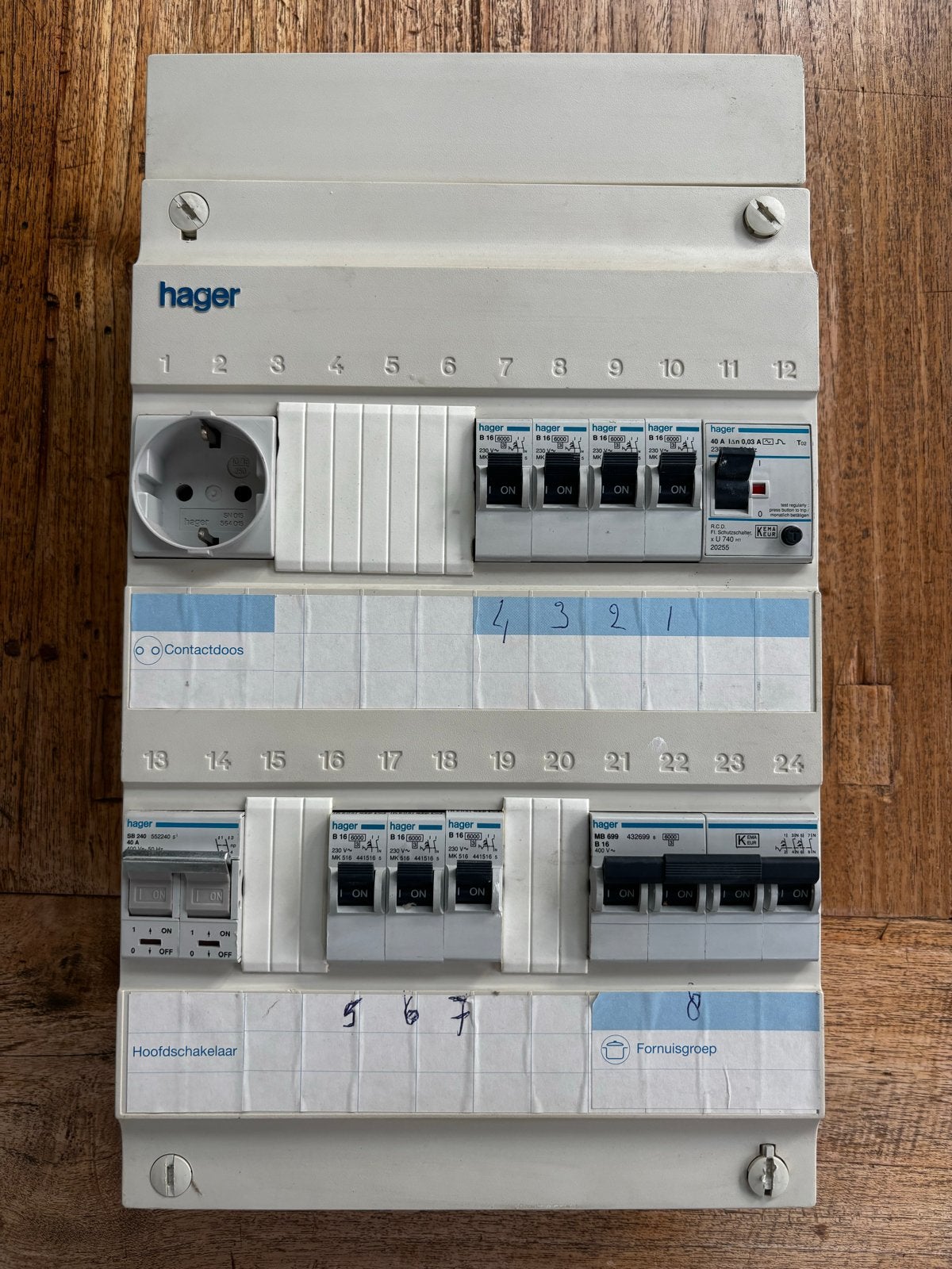 Hager Groepenkast met Hoofdschakelaar, Aardlek en 8 Groepen, Ophalen, Gebruikt, Hager, Groepenkast