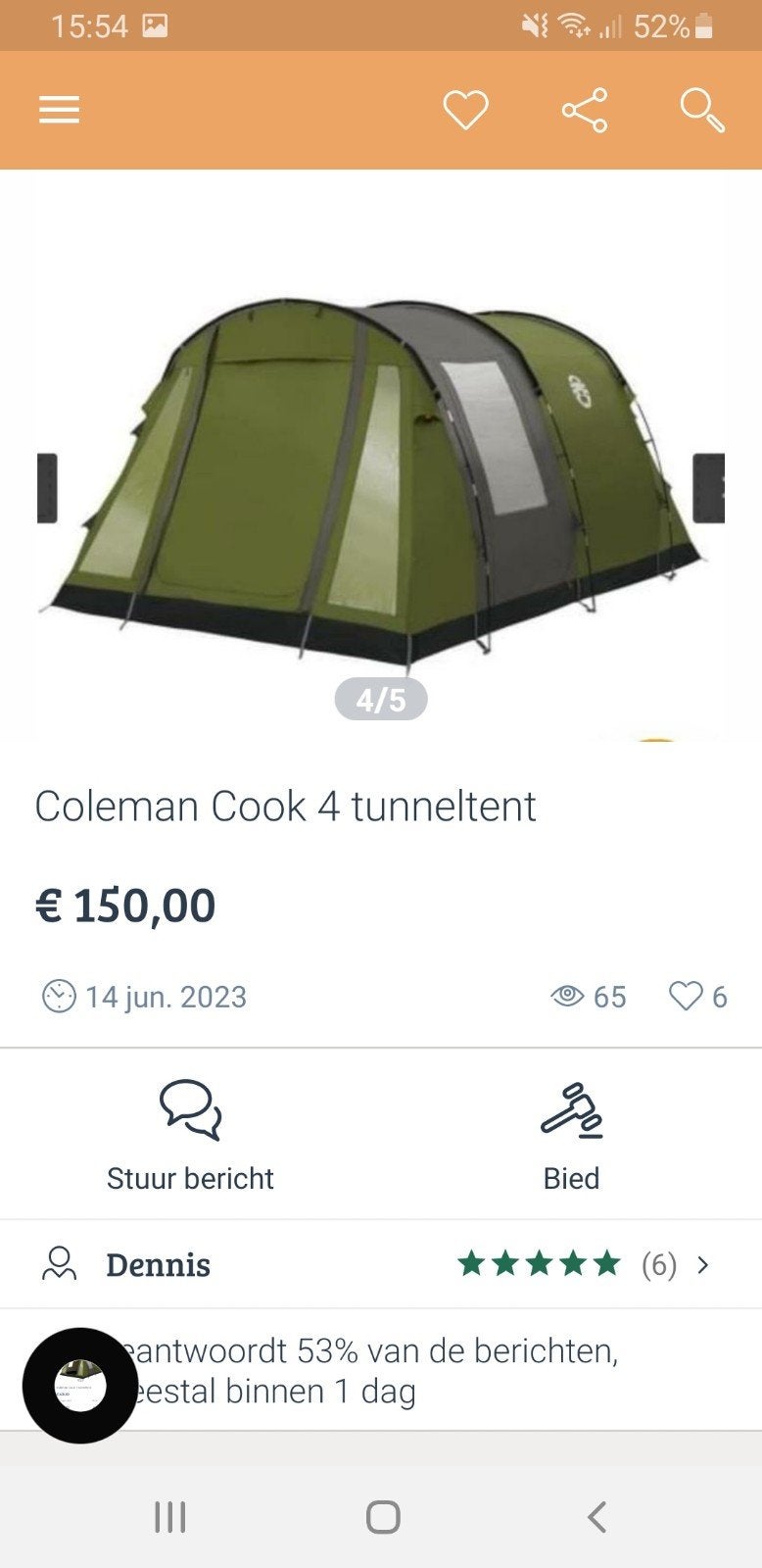 Coleman Cook 4 tunneltent - Zo goed als nieuw, Ophalen of Verzenden
