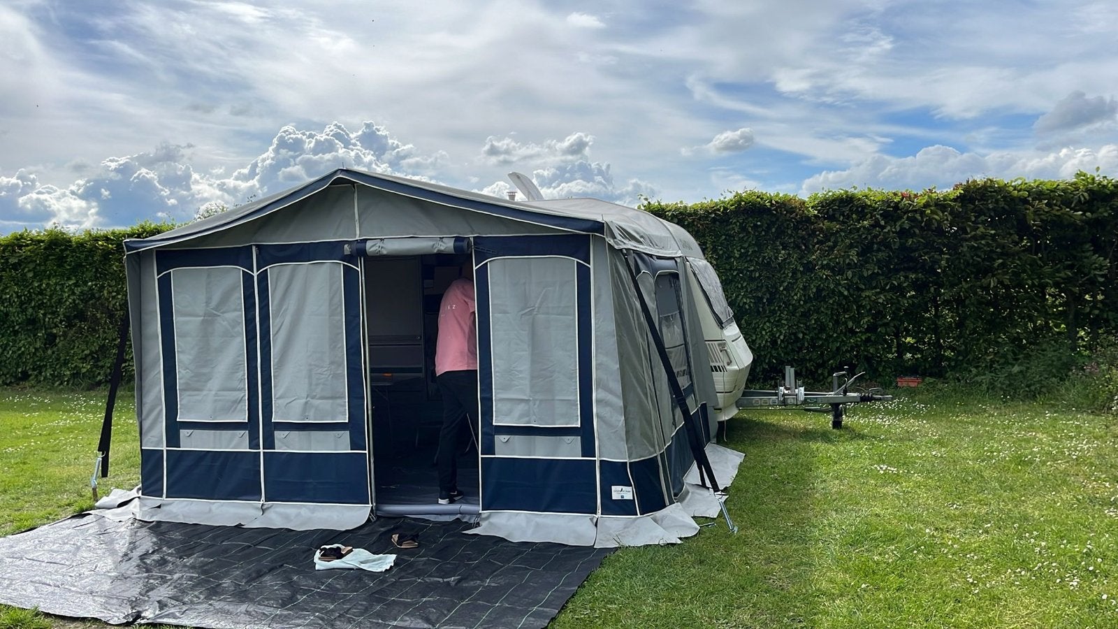 Hypercamp voortent omloopmt 6 PVC 4 seizoenen incl. luifel, Caravans en Kamperen, Ophalen, Zo goed als nieuw