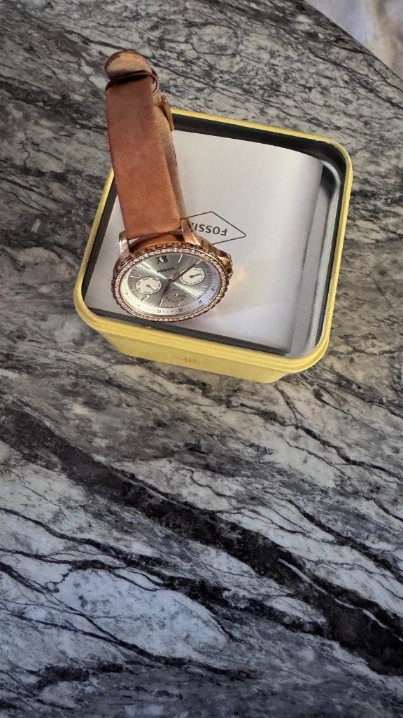 Fossil horloge met leren bandje, Overige materialen, Leer, Fossil, Polshorloge