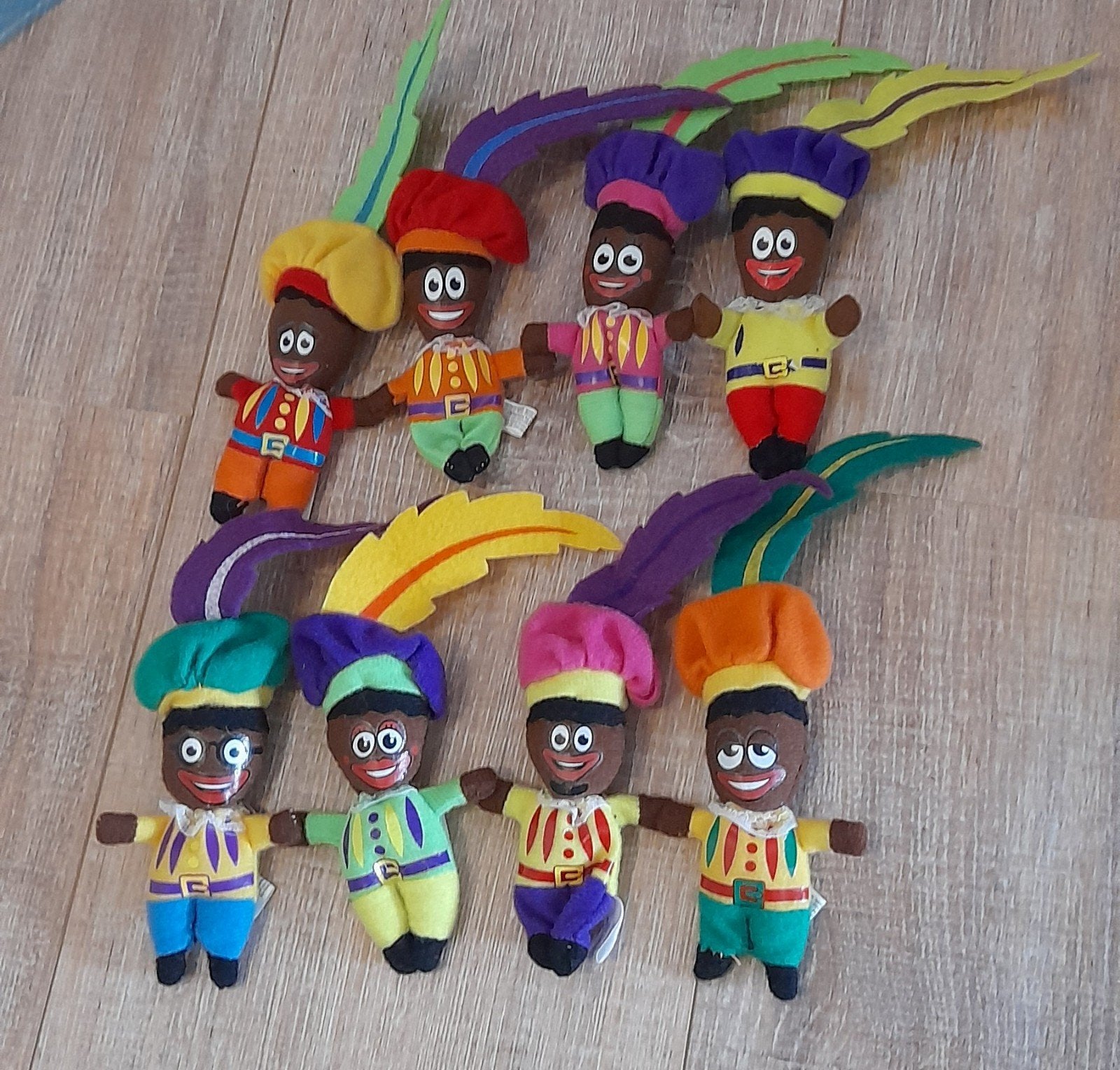 8 vilten zwarte pietjes vintage magneet, Ophalen of Verzenden, Gebruikt
