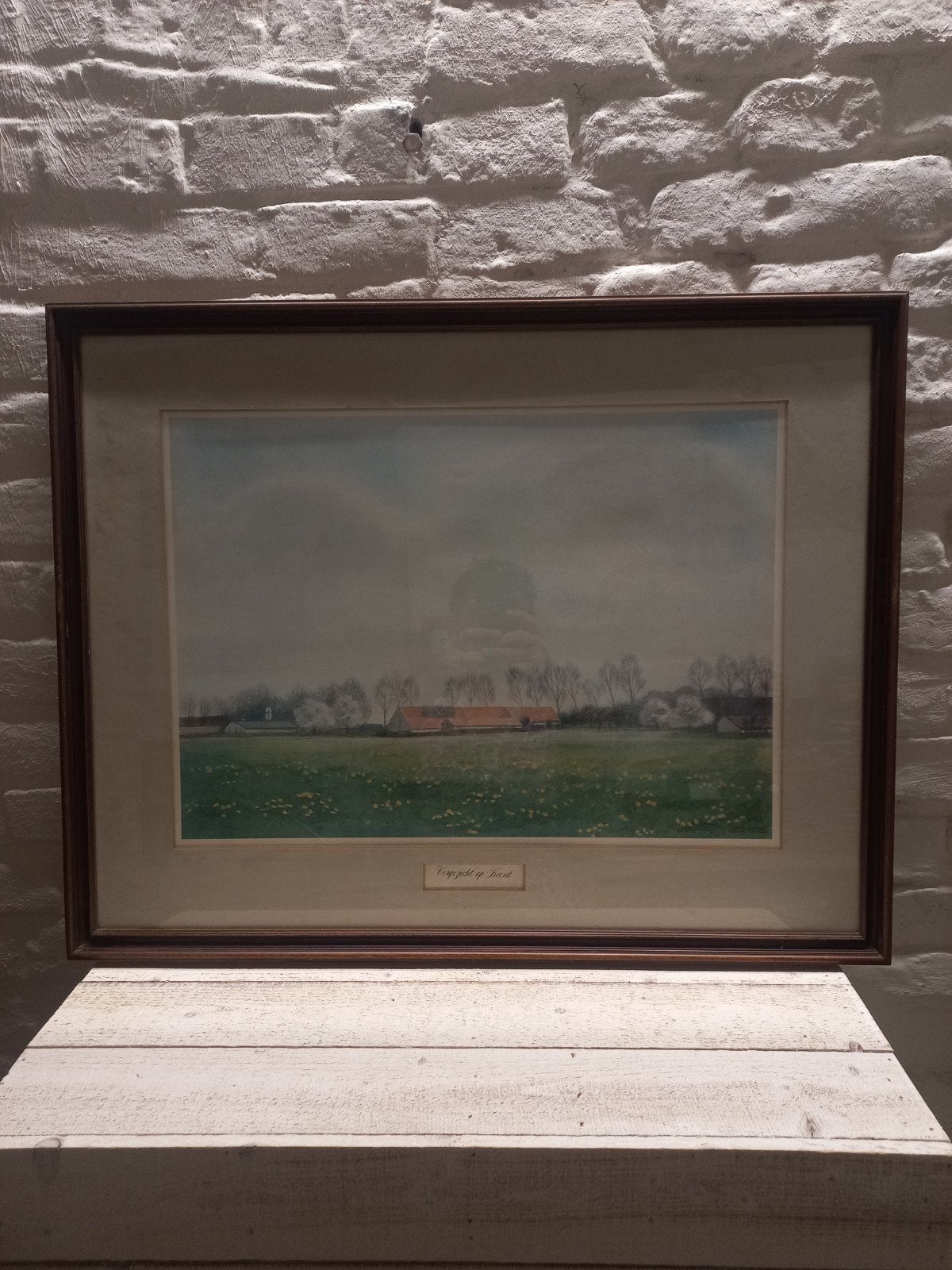 Schilderij 'Vergezicht op keent' weert, Ophalen, Achter glas, Landschap