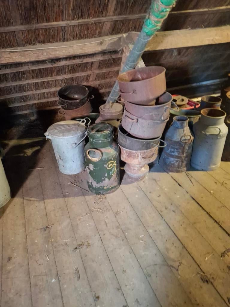 Vintage Melktheemsen en Emmer - Decoratief Antiek, Ophalen of Verzenden