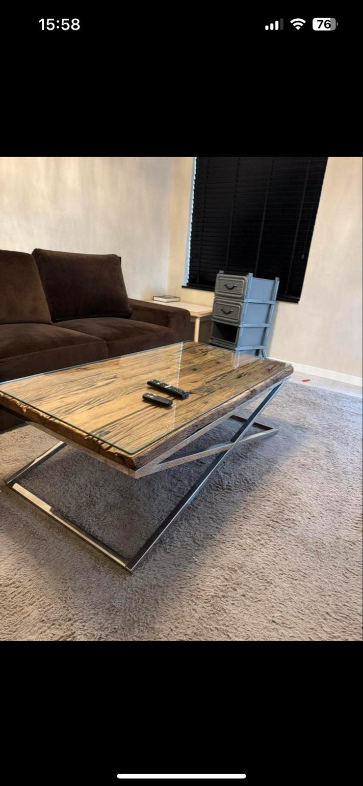 Mooie salontafel met glasplaat en chroom frame, Huis en Inrichting, Ophalen, Zo goed als nieuw, Glas