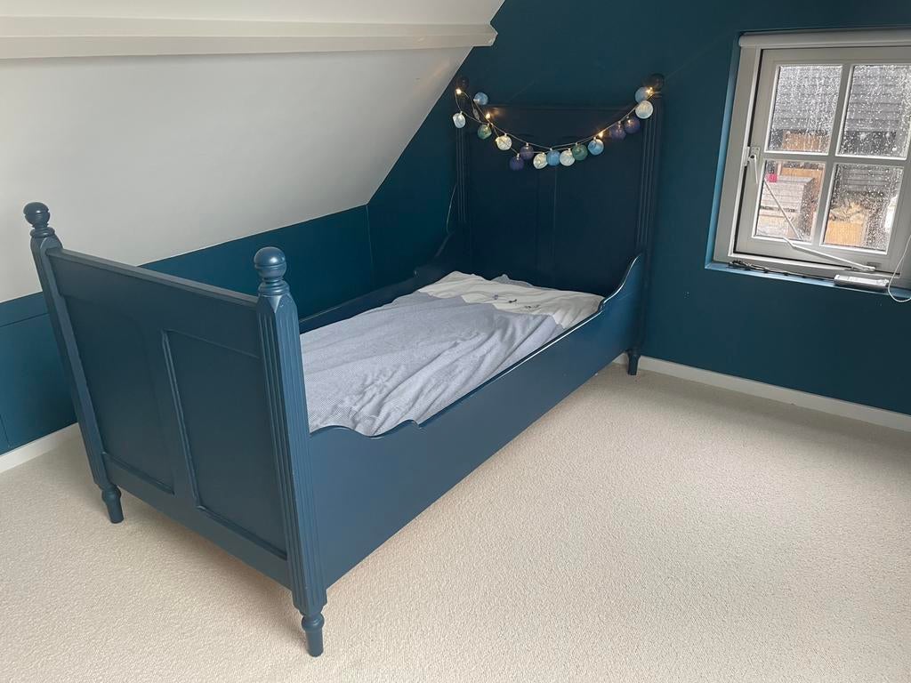 Vintage sfeervol bed eenpersoons, Ophalen, 85 tot 100 cm, Gebruikt, Lattenbodem