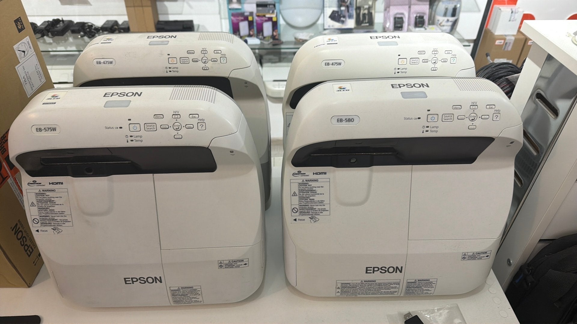 Epson EB-575W, EB-475W, EB-580 Projectoren - Gebruikt, Audio, Tv en Foto, Beamers, Ophalen of Verzenden, Gebruikt, LCD, HD (720)