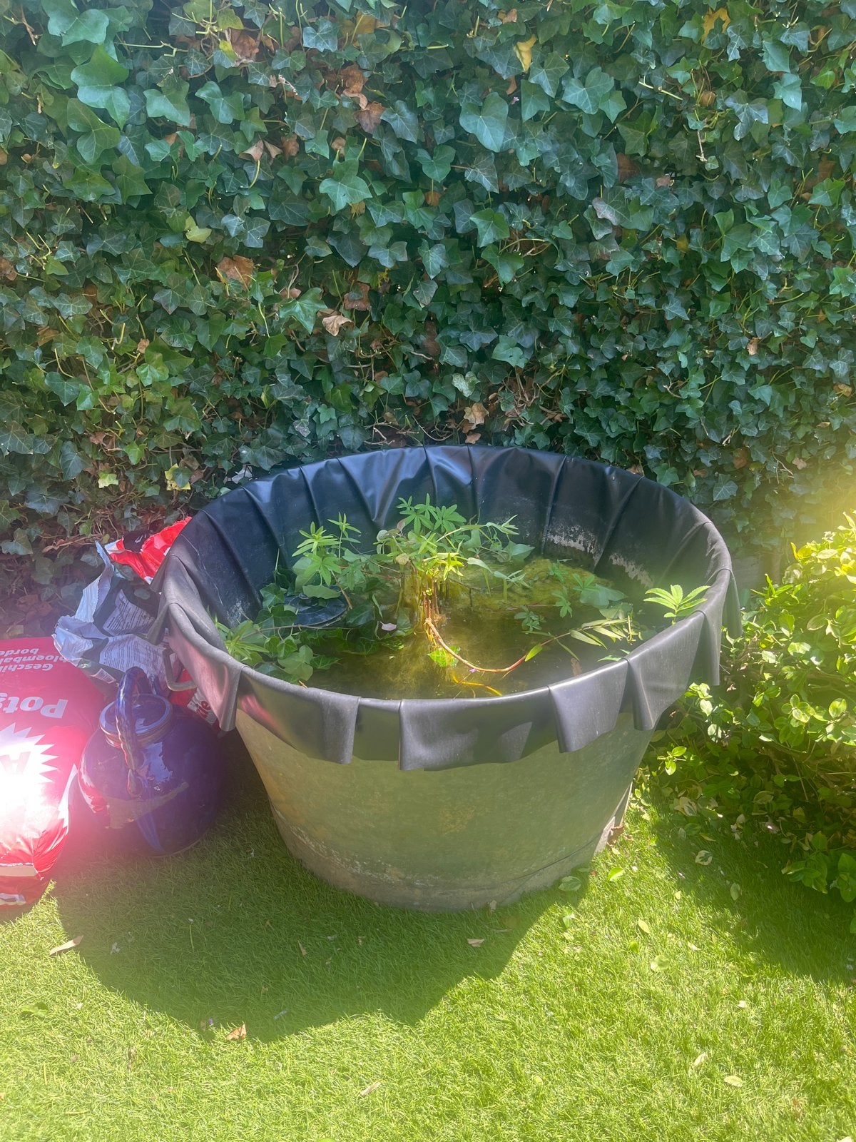 Grote Oude Franse Zinken Teil voor Vijver of Planten pot, Ophalen, Gebruikt