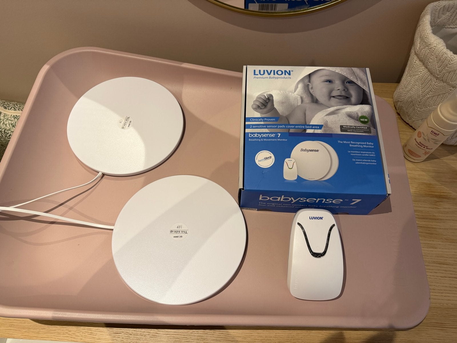 Luvion Babysense 7 Ademhalingsmonitor, Kinderen en Baby's, Babyfoons, Ophalen of Verzenden, Zo goed als nieuw, Minder dan 100 meter