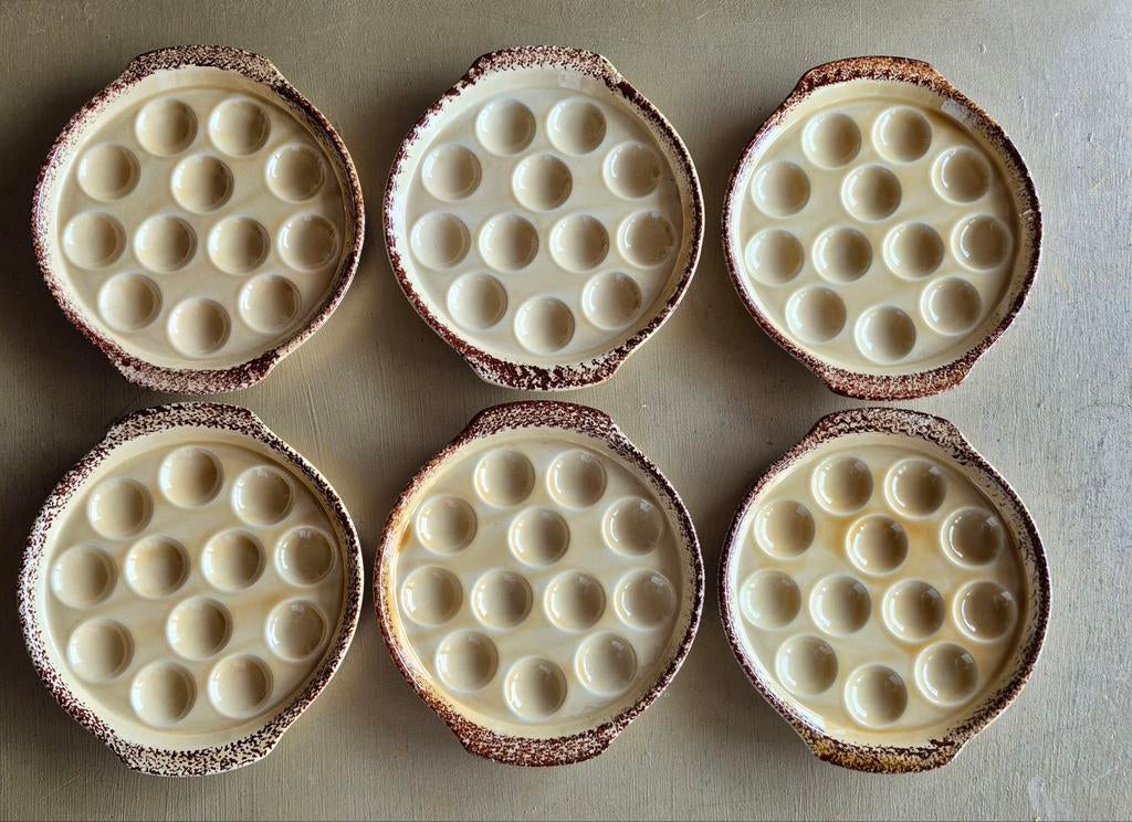 Escargot bordjes, slakken schaaltjes, vintage Gien France, Huis en Inrichting, Keuken | Servies, Ophalen of Verzenden, Zo goed als nieuw