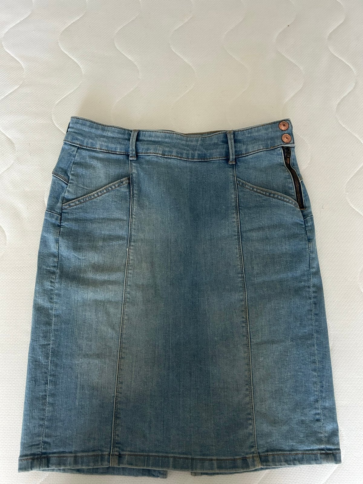Stretch Spijkerrok Knielengte Maat 38, Kleding | Dames, Maat 38/40 (M), Blauw, Ophalen of Verzenden, Knielengte