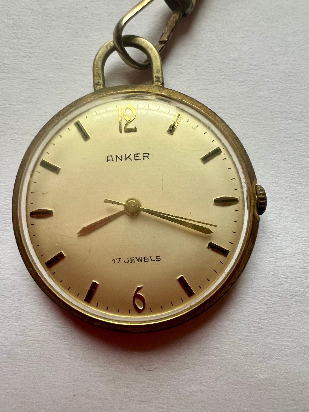 Klassiek Anker zakhorloge jaren '60, verguld messing, 17 jew, Sieraden, Tassen en Uiterlijk, Horloges | Antiek, Overige merken
