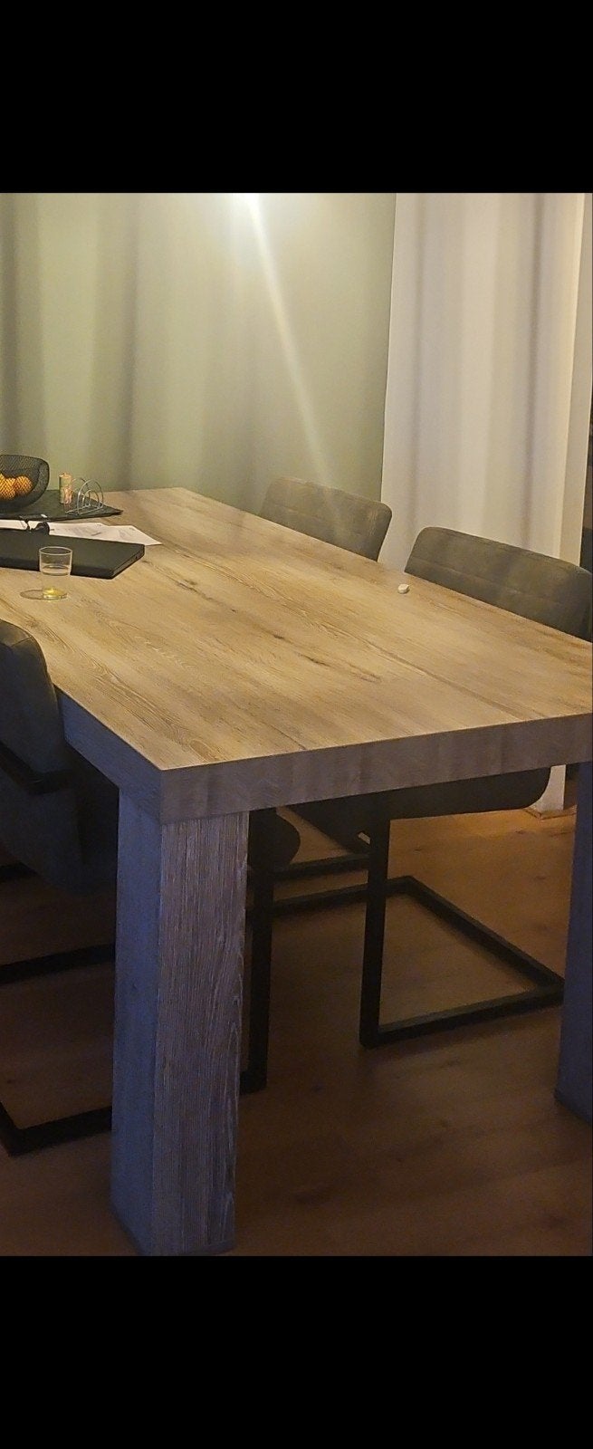 beige/grijs eettafel zonder stoelen, Huis en Inrichting, Ophalen, Gebruikt, 100 tot 150 cm, Vijf personen of meer