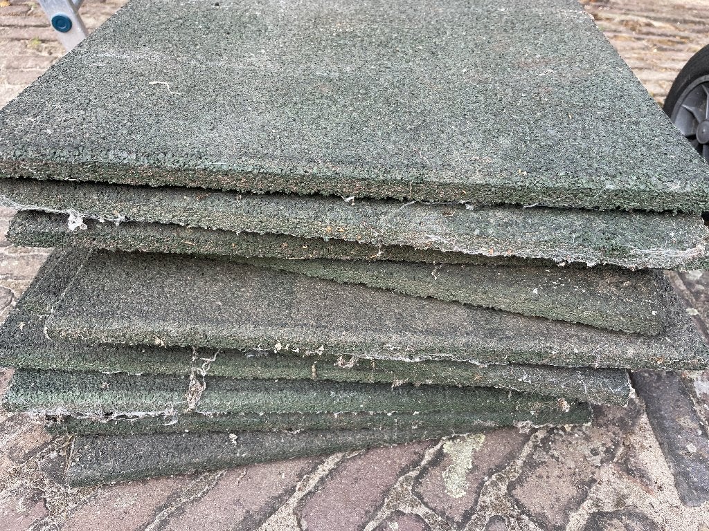 Rubber tuin / terras en Sperl tegels, Ophalen, Gebruikt, Rubber, 5 tot 10 m²