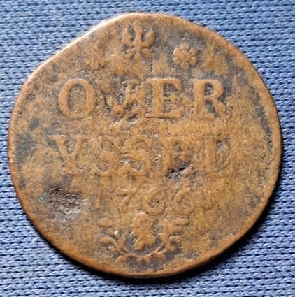 Overyssel 1 duit 1766 Km 90 Adelaar, Ophalen of Verzenden, Vóór koninkrijk, Overige waardes, Losse munt