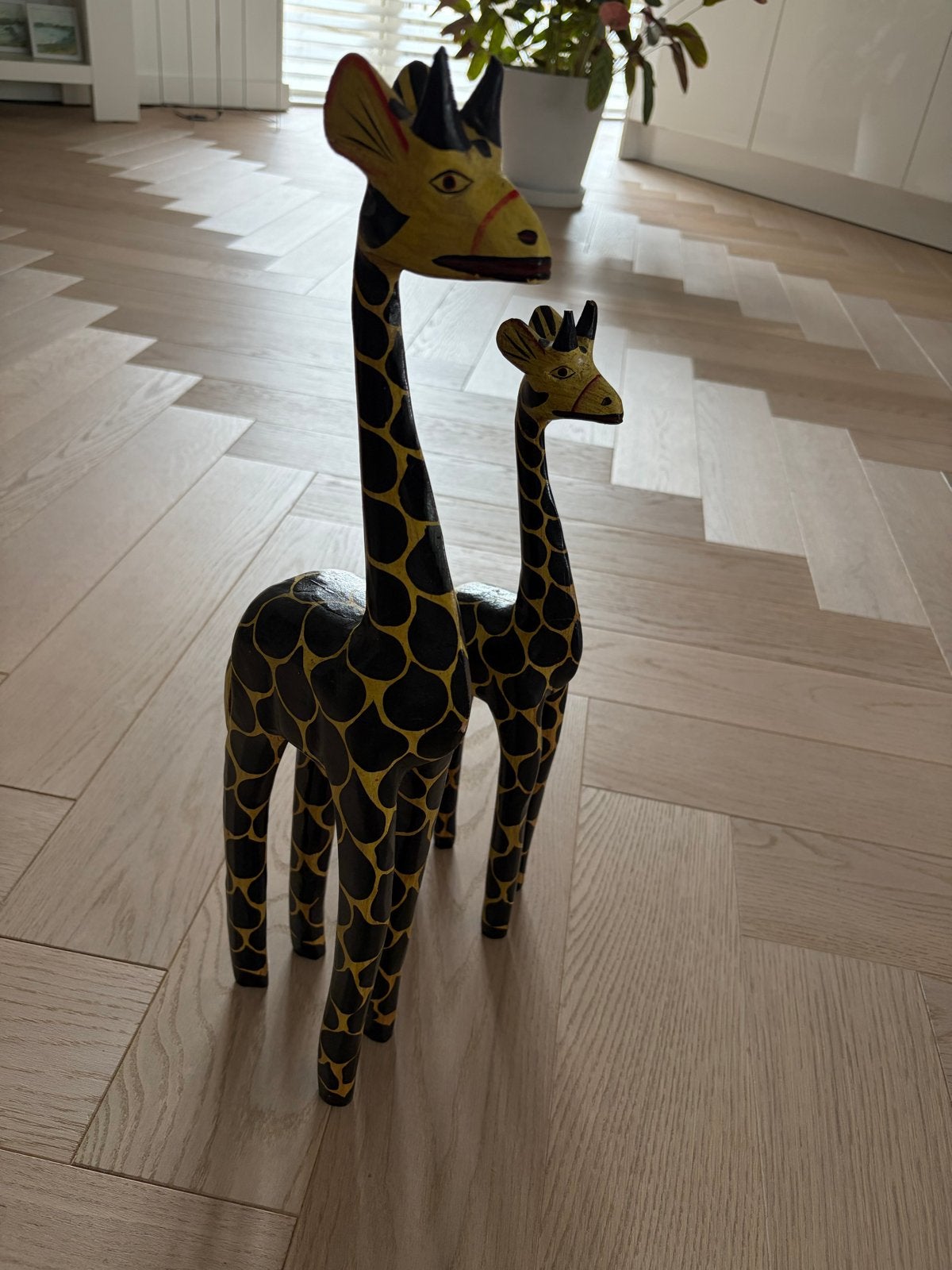 Houten giraffen decoratie set - 40 en 50 cm, Ophalen, Gebruikt, Meerkleurig, Hout