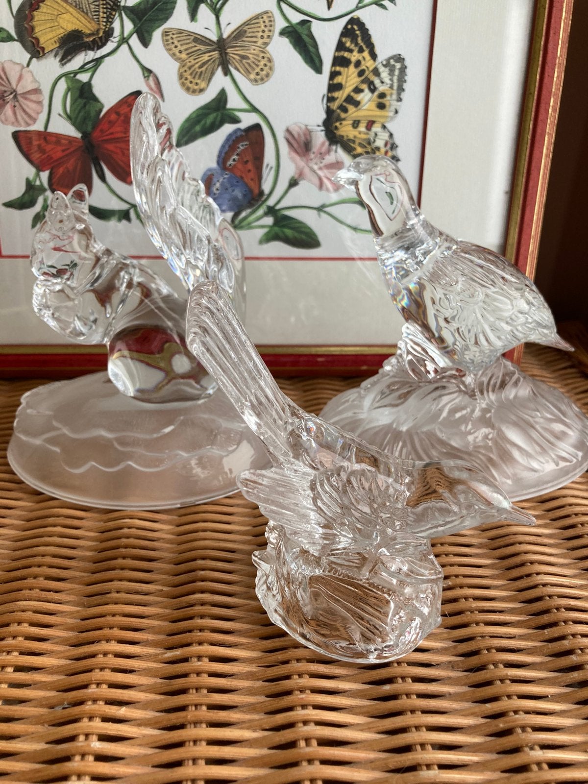 Cristal d'Arques beelden set 3 kristal eekhoorn  fazant, Antiek en Kunst, Ophalen of Verzenden