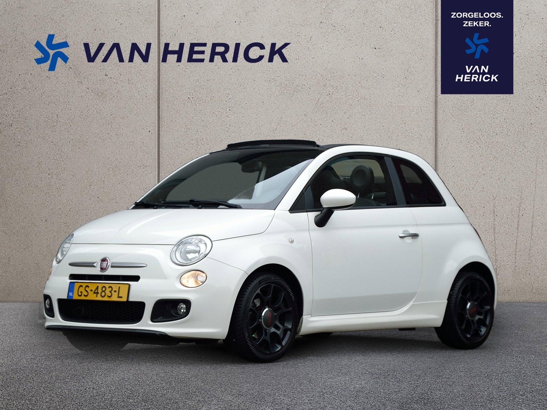 Fiat 500 C 0.9 TwinAir Turbo 80PK 500S | Cabrio | Climate Co, Cabriolet, Leder en Stof, Wit, Origineel Nederlands